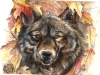 wolf in leaves